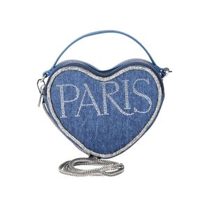 🆕PARIS HILTON Amour Chain Shoulder Bag Denim Rhinestone